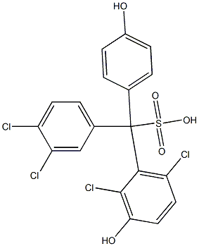 (3,4-ジクロロフェニル)(2,6-ジクロロ-3-ヒドロキシフェニル)(4-ヒドロキシフェニル)メタンスルホン酸 化学構造式