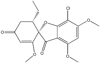 (2S,6'S)-7-クロロ-2',4,6-トリメトキシ-6'-エチルスピロ[ベンゾフラン-2(3H),1'-[2]シクロヘキセン]-3,4'-ジオン 化学構造式