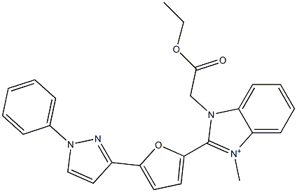 1-(2-Ethoxy-2-oxoethyl)-3-methyl-2-[5-[(1-phenyl-1H-pyrazol)-3-yl]furan-2-yl]-1H-benzimidazol-3-ium