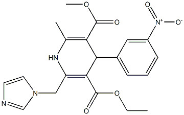 6-(1H-Imidazol-1-ylmethyl)-4-(3-nitrophenyl)-2-methyl-1,4-dihydropyridine-3,5-dicarboxylic acid 3-methyl 5-ethyl ester Struktur