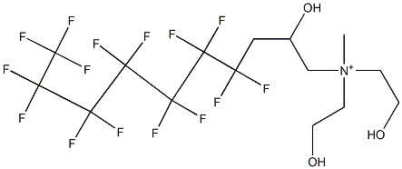 4,4,5,5,6,6,7,7,8,8,9,9,10,10,10-ペンタデカフルオロ-2-ヒドロキシ-N,N-ビス(2-ヒドロキシエチル)-N-メチル-1-デカンアミニウム 化学構造式