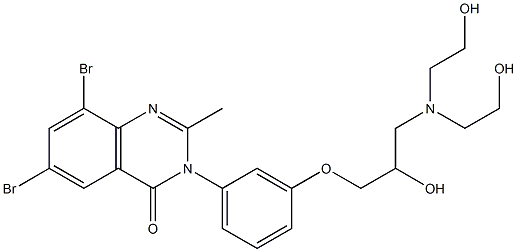 6,8-Dibromo-3-[3-[2-hydroxy-3-[bis(2-hydroxyethyl)amino]propoxy]phenyl]-2-methylquinazolin-4(3H)-one,,结构式