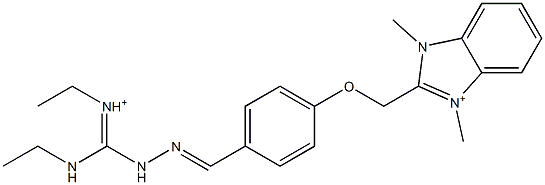 1,3-Dimethyl-2-[4-[2-[ethyliminio(ethylamino)methyl]hydrazonomethyl]phenoxymethyl]1H-benzimidazol-3-ium,,结构式