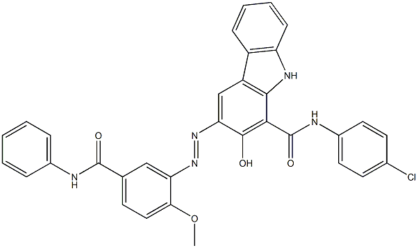 N-(4-Chlorophenyl)-3-[(5-phenylcarbamoyl-2-methoxyphenyl)azo]-2-hydroxy-9H-carbazole-1-carboxamide Structure