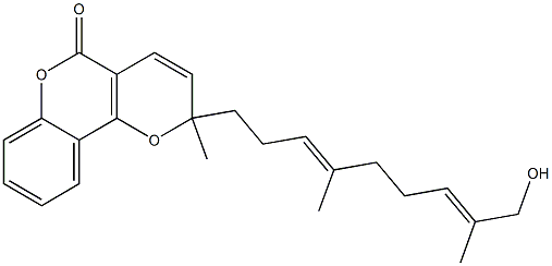 2-[(3E,7E)-9-Hydroxy-4,8-dimethyl-3,7-nonadien-1-yl]-2-methyl-2H,5H-pyrano[3,2-c][1]benzopyran-5-one Structure