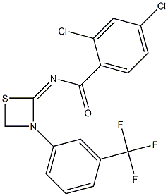 N-[3-[3-(Trifluoromethyl)phenyl]-1,3-thiazetidin-2-ylidene]-2,4-dichlorobenzamide,,结构式