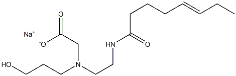 N-(3-ヒドロキシプロピル)-N-[2-(5-オクテノイルアミノ)エチル]アミノ酢酸ナトリウム 化学構造式
