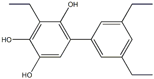 3-エチル-5-(3,5-ジエチルフェニル)ベンゼン-1,2,4-トリオール 化学構造式