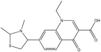 1-エチル-1,4-ジヒドロ-7-(2,3-ジメチルチアゾリジン-4-イル)-4-オキソキノリン-3-カルボン酸 化学構造式