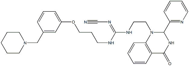 1-[2-[2-Cyano-3-[3-(3-piperidinomethylphenoxy)propyl]guanidino]ethyl]-2-(2-pyridinyl)-1,2-dihydroquinazolin-4(3H)-one 结构式