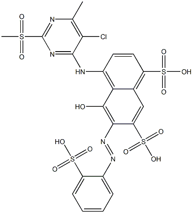 4-[[5-Chloro-6-methyl-2-(methylsulfonyl)-4-pyrimidinyl]amino]-5-hydroxy-6-[(2-sulfophenyl)azo]-1,7-naphthalenedisulfonic acid,,结构式