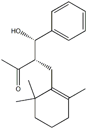 (3S,4S)-4-Hydroxy-4-phenyl-3-[(2,6,6-trimethyl-1-cyclohexenyl)methyl]-2-butanone Struktur