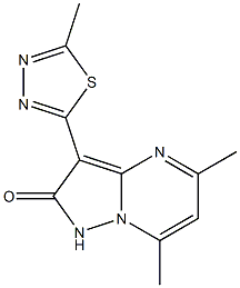 5,7-Dimethyl-3-(5-methyl-1,3,4-thiadiazol-2-yl)pyrazolo[1,5-a]pyrimidin-2(1H)-one,,结构式