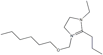 1-エチル-2-プロピル-3-[(ヘキシルオキシ)メチル]-4,5-ジヒドロ-1H-イミダゾール-3-イウム 化学構造式