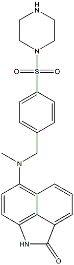 6-[N-メチル-N-[4-(1-ピペラジニルスルホニル)ベンジル]アミノ]ベンゾ[cd]インドール-2(1H)-オン 化学構造式