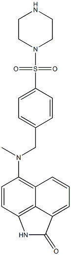 6-[N-Methyl-N-[4-(1-piperazinylsulfonyl)benzyl]amino]benz[cd]indol-2(1H)-one Struktur