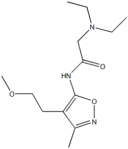 N-[4-(2-メトキシエチル)-3-メチル-5-イソオキサゾリル]-2-(ジエチルアミノ)アセトアミド 化学構造式