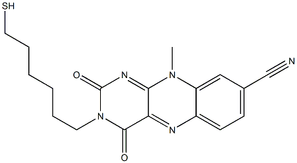 3-(6-メルカプトヘキシル)-8-シアノ-10-メチルベンゾ[g]プテリジン-2,4(3H,10H)-ジオン 化学構造式