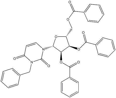 3-Benzyl-2'-O,3'-O,5'-O-tribenzoyluridine Struktur