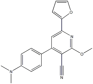 2-Methoxy-4-(4-dimethylaminophenyl)-6-(2-furanyl)pyridine-3-carbonitrile Struktur