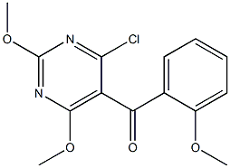 4-クロロ-2,6-ジメトキシ5-(2-メトキシベンゾイル)ピリミジン 化学構造式