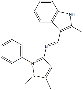 1,5-Dimethyl-3-[(2-methyl-1H-indol-3-yl)azo]-2-phenyl-1H-pyrazol-2-ium|