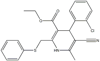 5-Cyano-1,4-dihydro-6-methyl-2-[phenylthiomethyl]-4-(2-chlorophenyl)pyridine-3-carboxylic acid ethyl ester 结构式