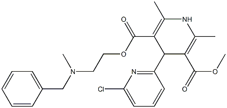 4-(6-クロロピリジン-2-イル)-1,4-ジヒドロ-2,6-ジメチルピリジン-3,5-ジカルボン酸3-メチル5-[2-(N-メチル-N-ベンジルアミノ)エチル] 化学構造式