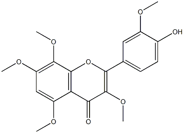 3,3',5,7,8-ペンタメトキシ-4'-ヒドロキシフラボン 化学構造式