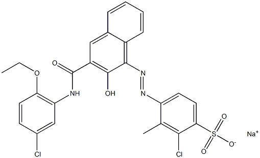 2-Chloro-3-methyl-4-[[3-[[(3-chloro-6-ethoxyphenyl)amino]carbonyl]-2-hydroxy-1-naphtyl]azo]benzenesulfonic acid sodium salt Struktur