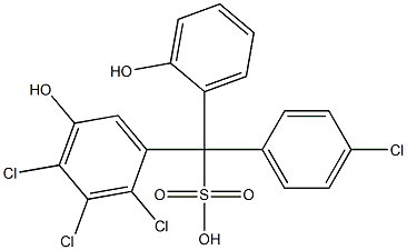 (4-クロロフェニル)(2,3,4-トリクロロ-5-ヒドロキシフェニル)(2-ヒドロキシフェニル)メタンスルホン酸 化学構造式