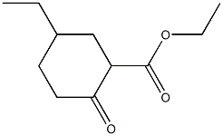 2-Oxo-5-ethylcyclohexanecarboxylic acid ethyl ester Struktur