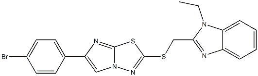 2-[(1-Ethyl-1H-benzimidazol-2-yl)methylthio]-6-(4-bromophenyl)imidazo[2,1-b][1,3,4]thiadiazole Struktur