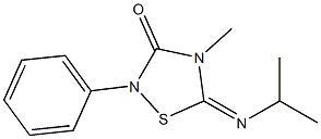 4-Methyl-2-phenyl-5-(isopropylimino)-4,5-dihydro-1,2,4-thiadiazol-3(2H)-one Struktur