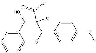 3-クロロ-3,4-ジヒドロ-4-ヒドロキシ-3-ニトロ-2-(4-メトキシフェニル)-2H-1-ベンゾピラン 化学構造式
