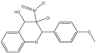 3-Chloro-3,4-dihydro-4-hydroxy-3-nitro-2-(4-methoxyphenyl)-2H-1-benzopyran,,结构式