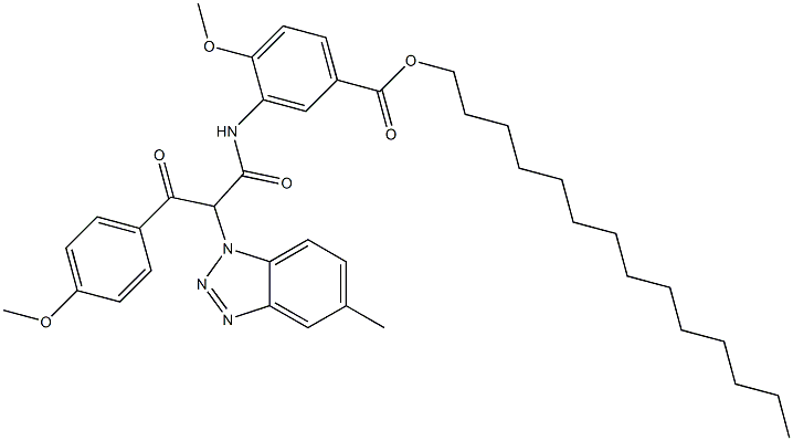 2-(4-Methoxybenzoyl)-2-(5-methyl-1H-benzotriazol-1-yl)-2'-methoxy-5'-(tetradecyloxycarbonyl)acetanilide Struktur