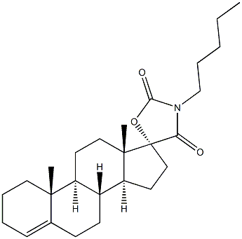 (17R)-3'-Pentylspiro[androst-4-ene-17,5'-oxazolidine]-2',4'-dione,,结构式