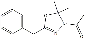 5-ベンジル-2,2-ジメチル-3-アセチル-2,3-ジヒドロ-1,3,4-オキサジアゾール 化学構造式