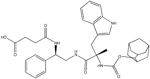 4-[(R)-2-[(S)-2-(Adamantan-2-yloxycarbonylamino)-3-(1H-indol-3-yl)-2-methylpropanoylamino]-1-phenylethylamino]-4-oxobutyric acid Struktur