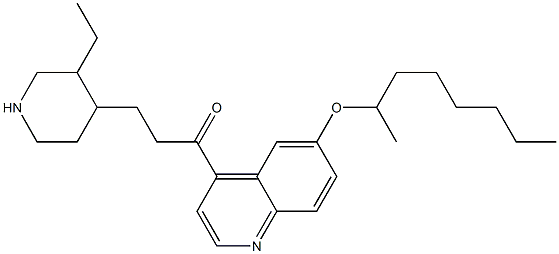 3-(3-エチル-4-ピペリジニル)-1-[6-[(1-メチルヘプチル)オキシ]-4-キノリニル]-1-プロパノン 化学構造式