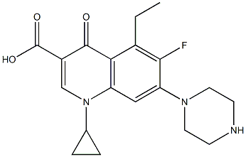 1-Cyclopropyl-5-ethyl-6-fluoro-1,4-dihydro-4-oxo-7-(1-piperazinyl)quinoline-3-carboxylic acid Struktur