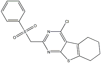 4-Chloro-5,6,7,8-tetrahydro-2-phenylsulfonylmethyl[1]benzothieno[2,3-d]pyrimidine,,结构式