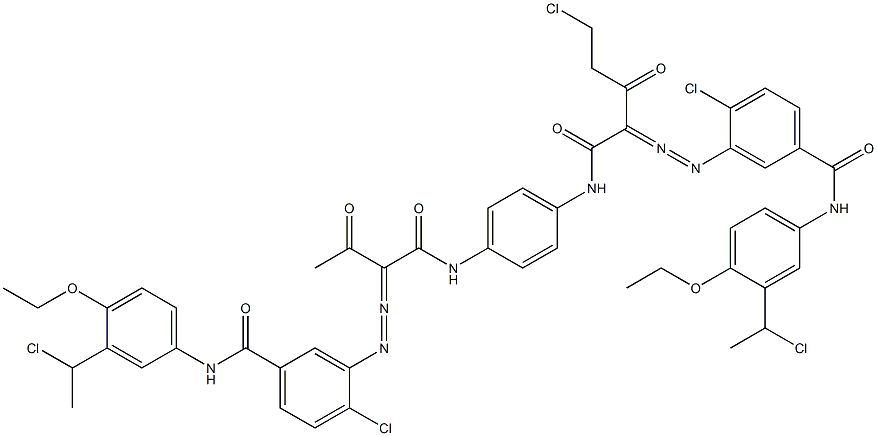 3,3'-[2-(Chloromethyl)-1,4-phenylenebis[iminocarbonyl(acetylmethylene)azo]]bis[N-[3-(1-chloroethyl)-4-ethoxyphenyl]-4-chlorobenzamide] Structure