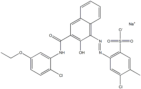 4-クロロ-3-メチル-6-[[3-[[(2-クロロ-5-エトキシフェニル)アミノ]カルボニル]-2-ヒドロキシ-1-ナフチル]アゾ]ベンゼンスルホン酸ナトリウム 化学構造式