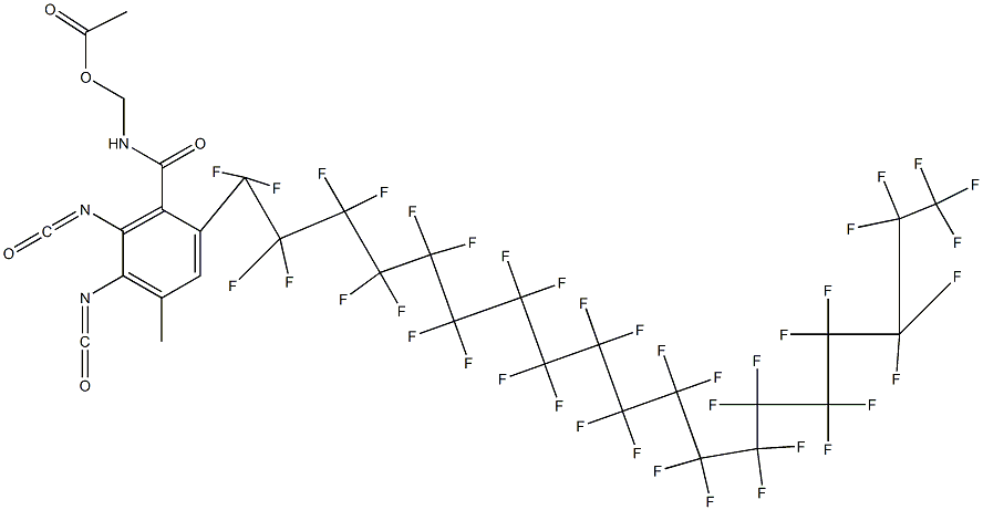 N-(Acetyloxymethyl)-2-(nonatriacontafluorononadecyl)-5,6-diisocyanato-4-methylbenzamide Structure