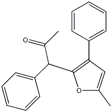 1-Phenyl-1-(5-methyl-3-phenyl-2-furanyl)acetone Struktur