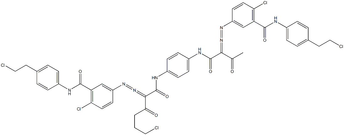 3,3'-[2-(2-Chloroethyl)-1,4-phenylenebis[iminocarbonyl(acetylmethylene)azo]]bis[N-[4-(2-chloroethyl)phenyl]-6-chlorobenzamide],,结构式