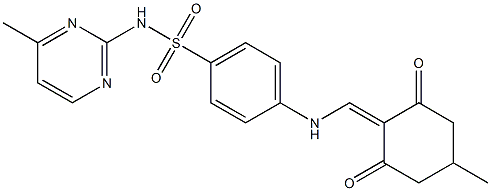 5-Methyl-2-(((4-(((4-methylpyrimidin-2-yl)amino)sulfonyl)phenyl)amino)methylene)cyclohexane-1,3-dione Struktur