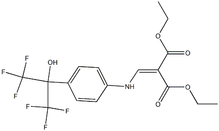 Diethyl 2-(((4-(2,2,2-trifluoro-1-hydroxy-1-(trifluoromethyl)ethyl)phenyl)amino)methylene)propane-1,3-dioate 化学構造式